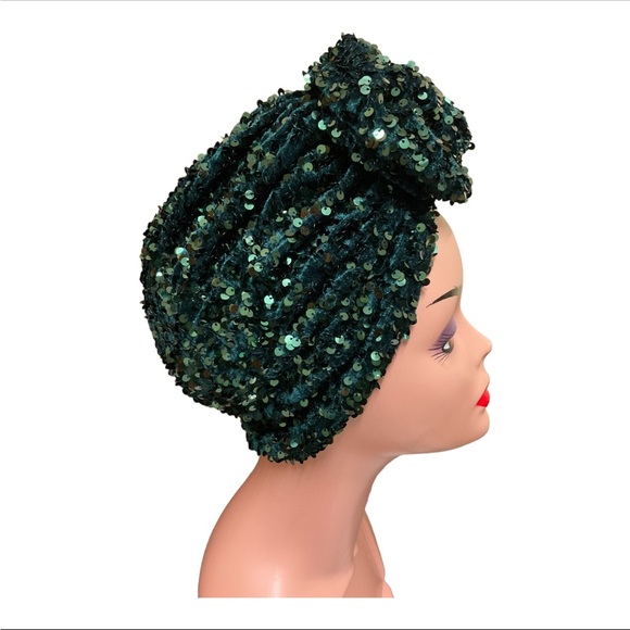 Green Sequin Turban Headwrap main image 6
